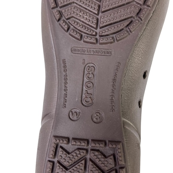 CROCS Cap Toe Tortoise Flats Slip On Womens Brown Size 8 - Picture 11 of 11